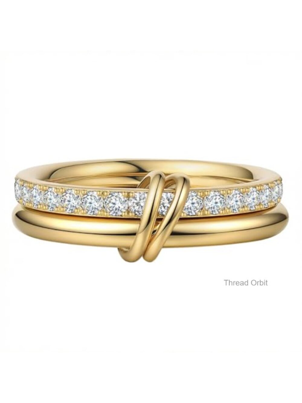 18K Gold-Plated Stackable Ring Set with Cubic Zirconia